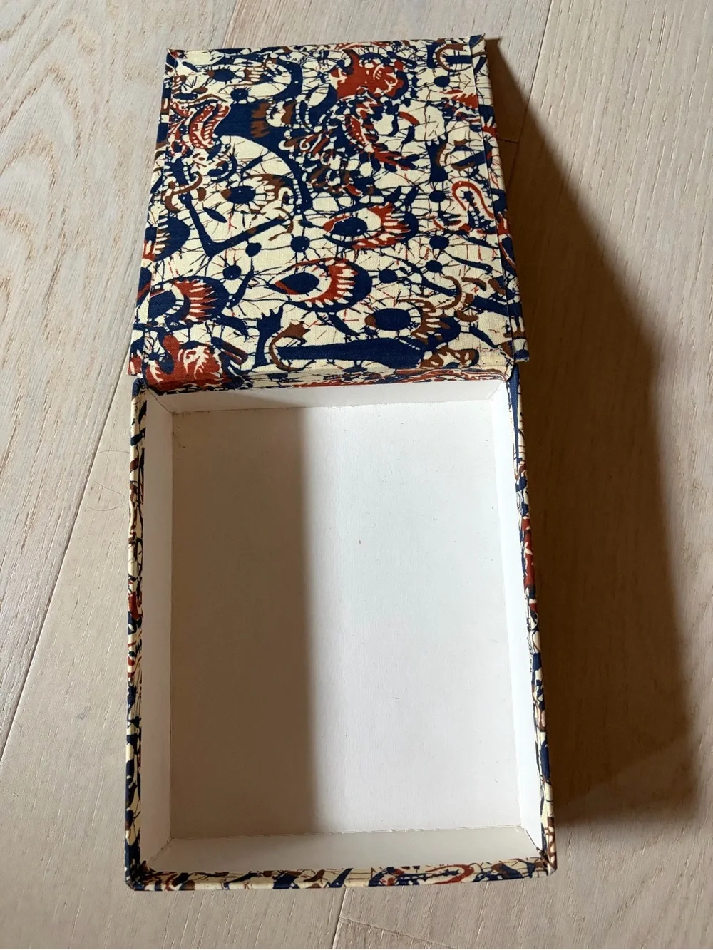 Batik Box w/Cream Stationery Set 'Bordered by Hand'